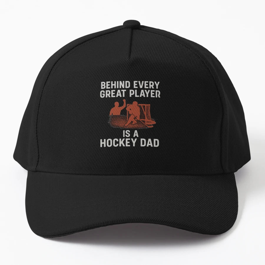 Behind Every Great Player Is Hockey Denim Baseball Cap - Snapback, Trucker Hat, Dad Hat, Denim Baseball Cap