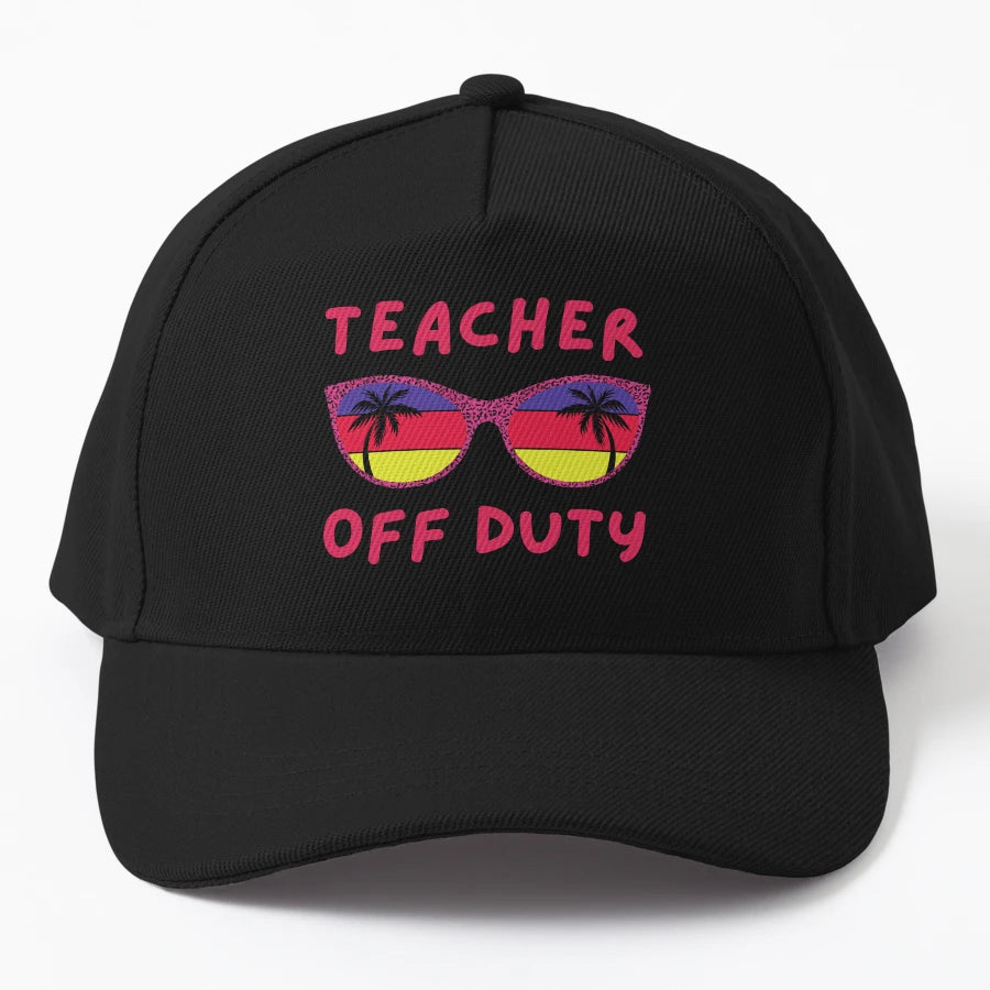 Teacher Off Duty Retired Teacher Summer Trucker Hat - Snapback, Trucker Hat, Dad Hat, Denim Baseball Cap