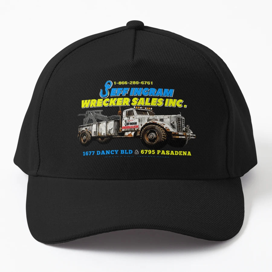 Big White Tow Truck Trucker Hat - Structured Breathable - Snapback, Trucker Hat, Dad Hat, Denim Baseball Cap