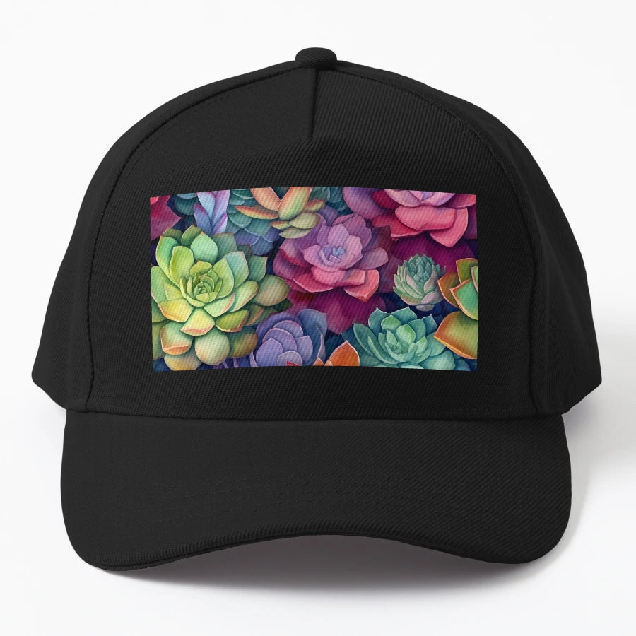 Succulent Seamless Pattern New Era Snapback - Distressed - Snapback, Trucker Hat, Dad Hat, Denim Baseball Cap