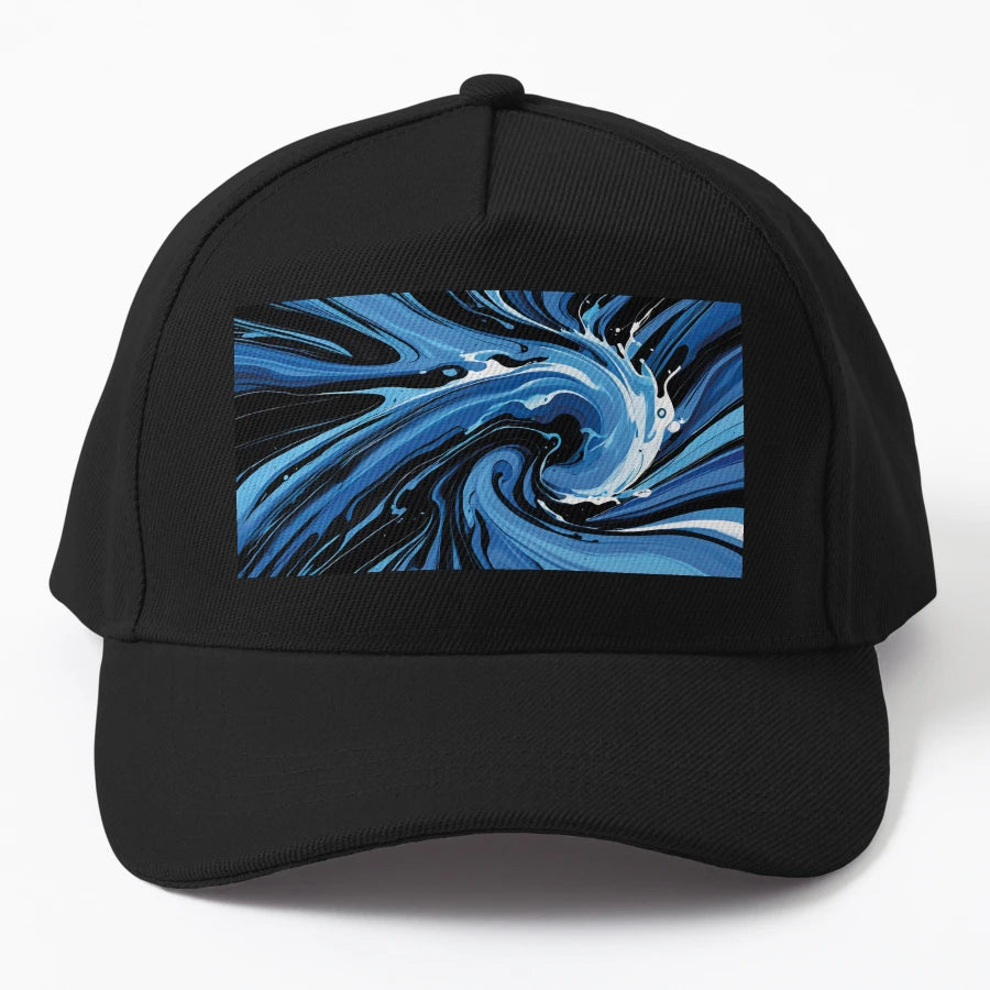 Wild Wave Impact Liquid Marble Denim Baseball Cap - Outdoor - Snapback, Trucker Hat, Dad Hat, Denim Baseball Cap