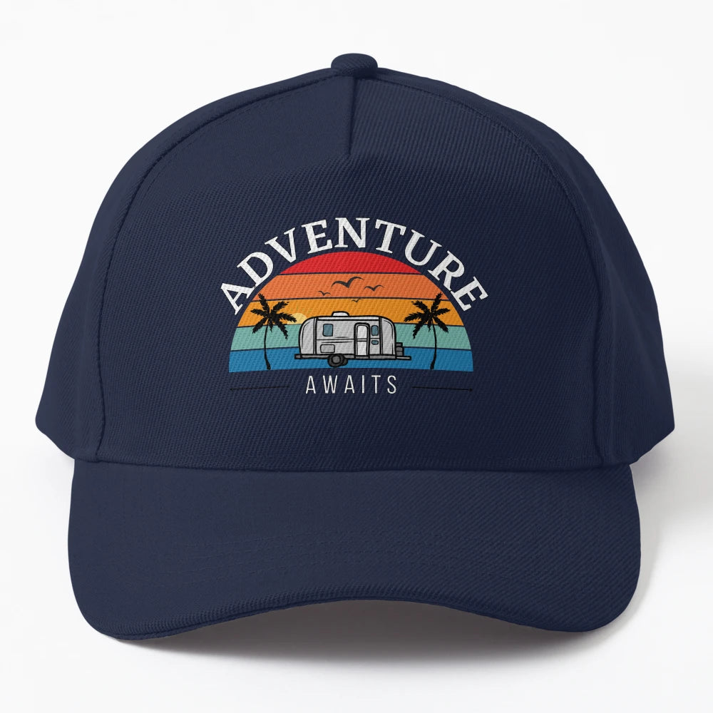 Adventure Awaits T Shirt Trucker Hat - Minimalist Style - Snapback, Trucker Hat, Dad Hat, Denim Baseball Cap