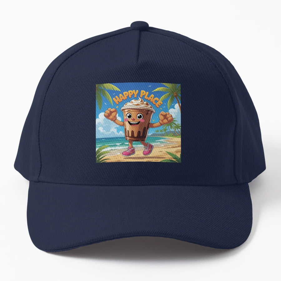 Happy Place Energy Trucker Hat - Structured Low-Profile - Snapback, Trucker Hat, Dad Hat, Denim Baseball Cap