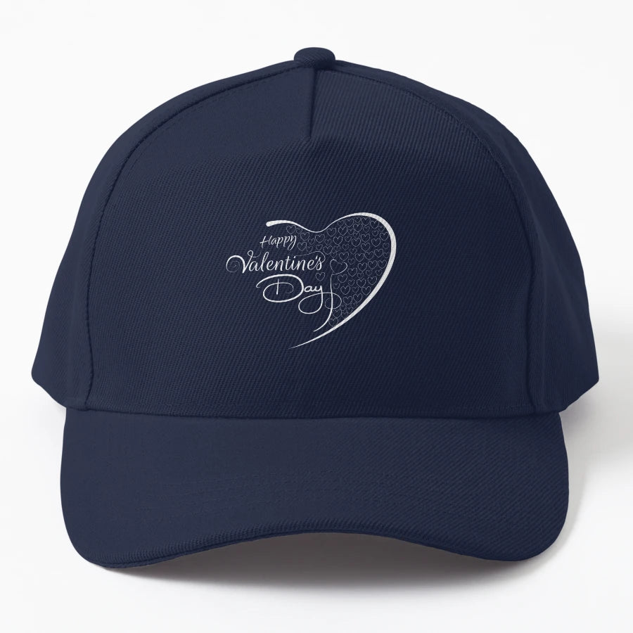 Happy Valentines Day Denim Baseball Cap - Vintage Aesthetic - Snapback, Trucker Hat, Dad Hat, Denim Baseball Cap