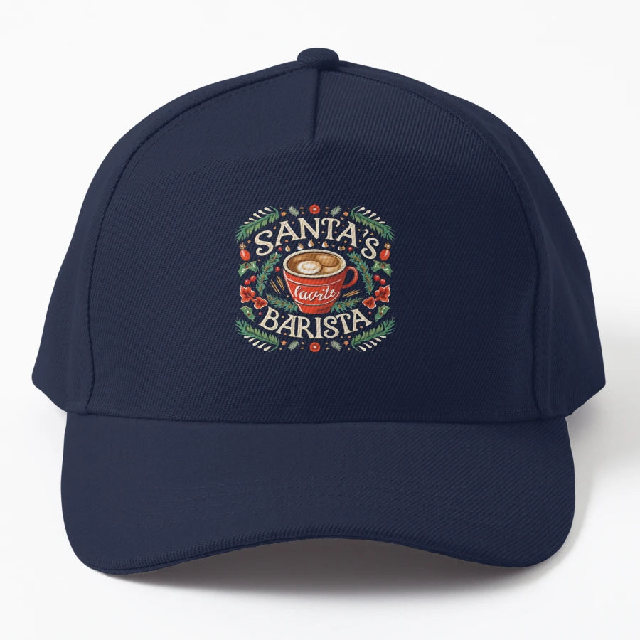 Humorous Gift Santas Favorite Barista Trucker Hat - Distress - Snapback, Trucker Hat, Dad Hat, Denim Baseball Cap
