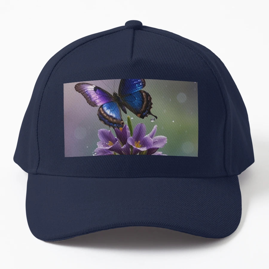 Lady Eardrop And Butterfly Coordinates Denim Baseball Cap - Snapback, Trucker Hat, Dad Hat, Denim Baseball Cap