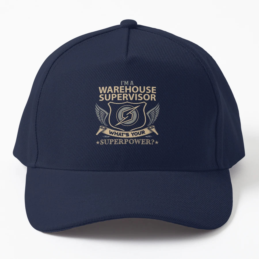 Warehouse Supervisor Denim Baseball Cap - Distressed - Snapback, Trucker Hat, Dad Hat, Denim Baseball Cap