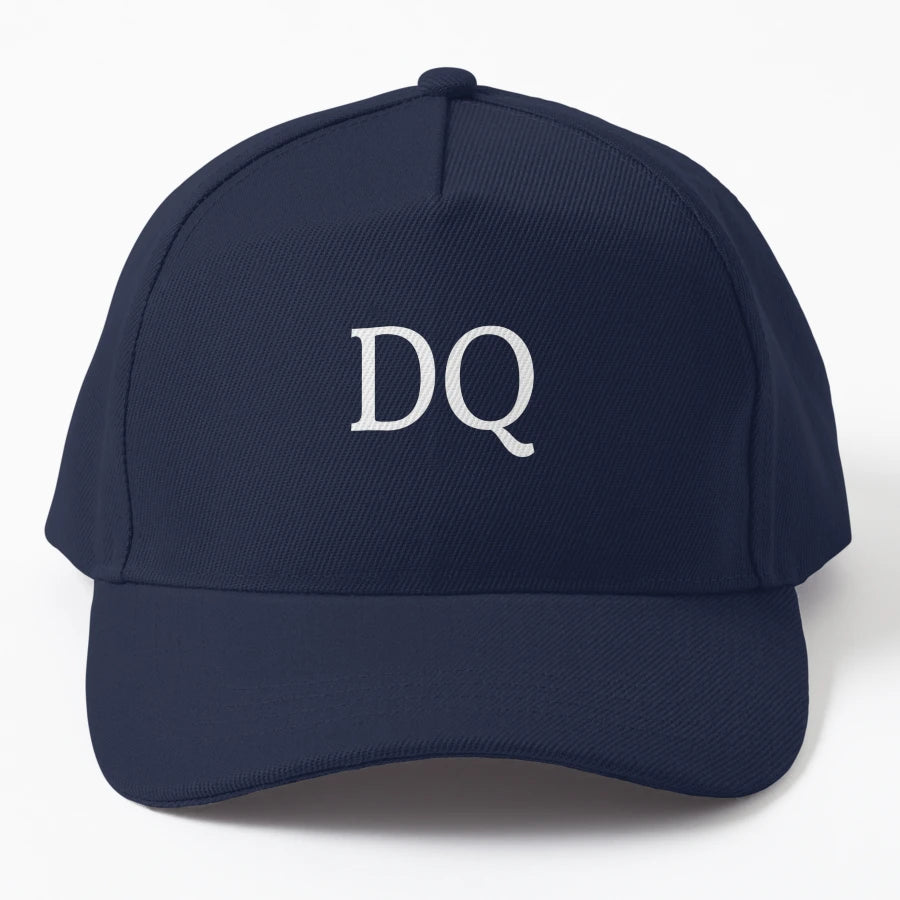 Dq Initials Monogram Elegant White Denim Baseball Cap - Snapback, Trucker Hat, Dad Hat, Denim Baseball Cap