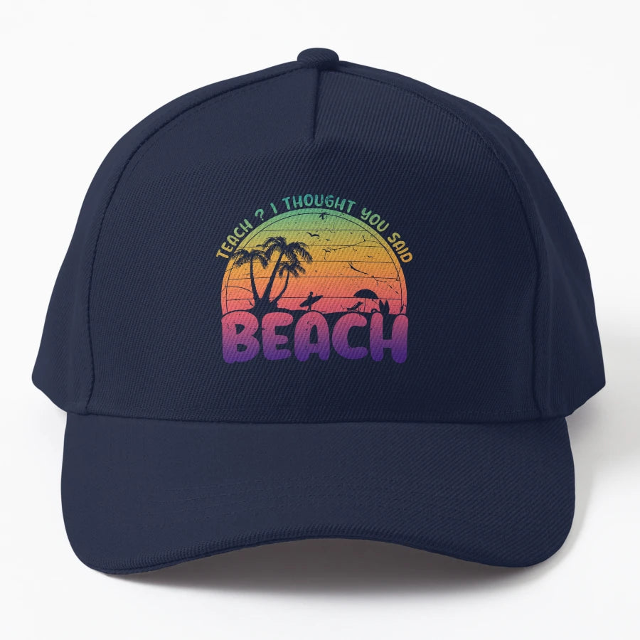 Teach I Thought You Said Beach New Era Snapback - High-Quali - Snapback, Trucker Hat, Dad Hat, Denim Baseball Cap