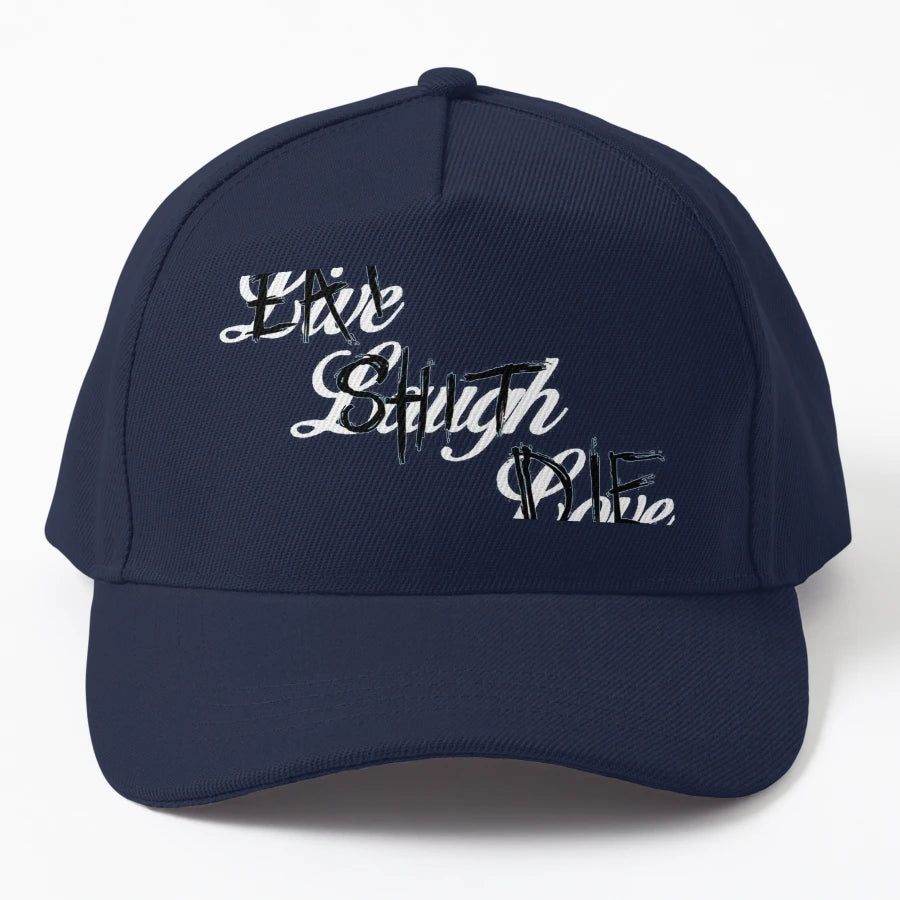Eat Shit Die Denim Baseball Cap - Distressed Embroidered Art - Snapback, Trucker Hat, Dad Hat, Denim Baseball Cap