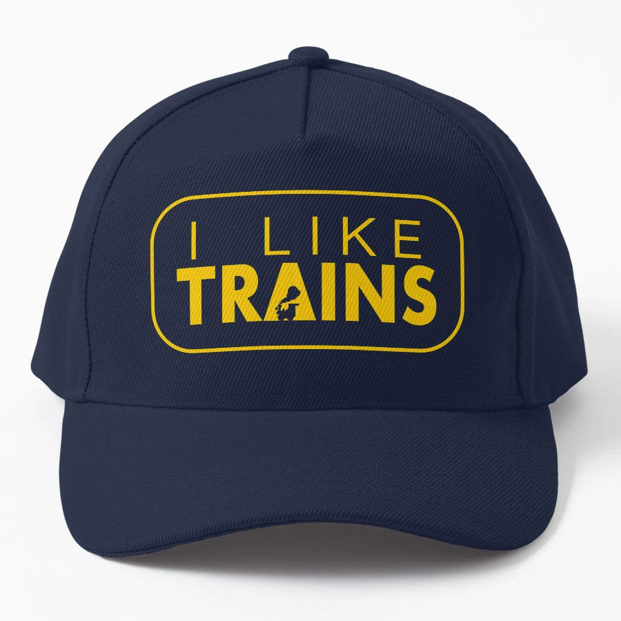 I Like Trains Lot Denim Baseball Cap - High-Quality Unique - Snapback, Trucker Hat, Dad Hat, Denim Baseball Cap