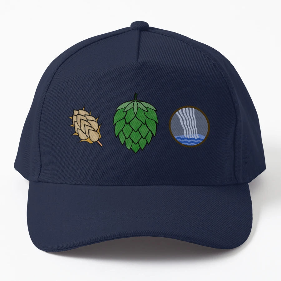 Beer Ingredients Barley Hops Water Denim Baseball Cap - Snapback, Trucker Hat, Dad Hat, Denim Baseball Cap
