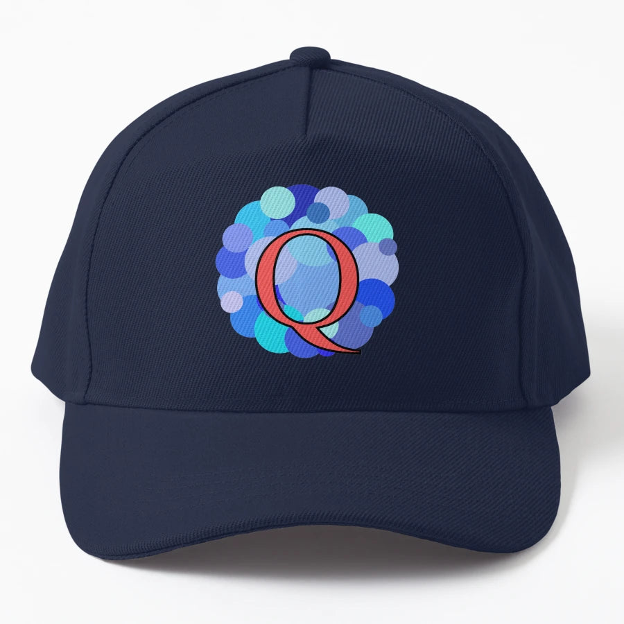 Blue Bubbles Upper Case Letter Q Trucker Hat - High-Quality - Snapback, Trucker Hat, Dad Hat, Denim Baseball Cap