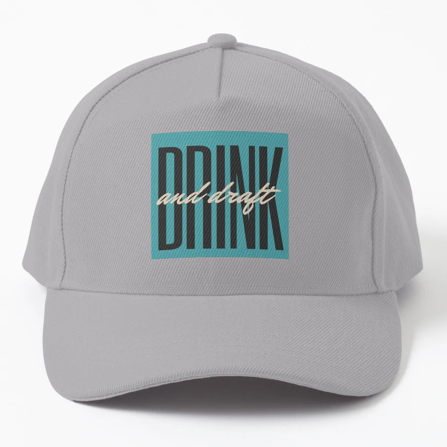 Drink And Draft Denim Baseball Cap - Classic Cap - Snapback, Trucker Hat, Dad Hat, Denim Baseball Cap