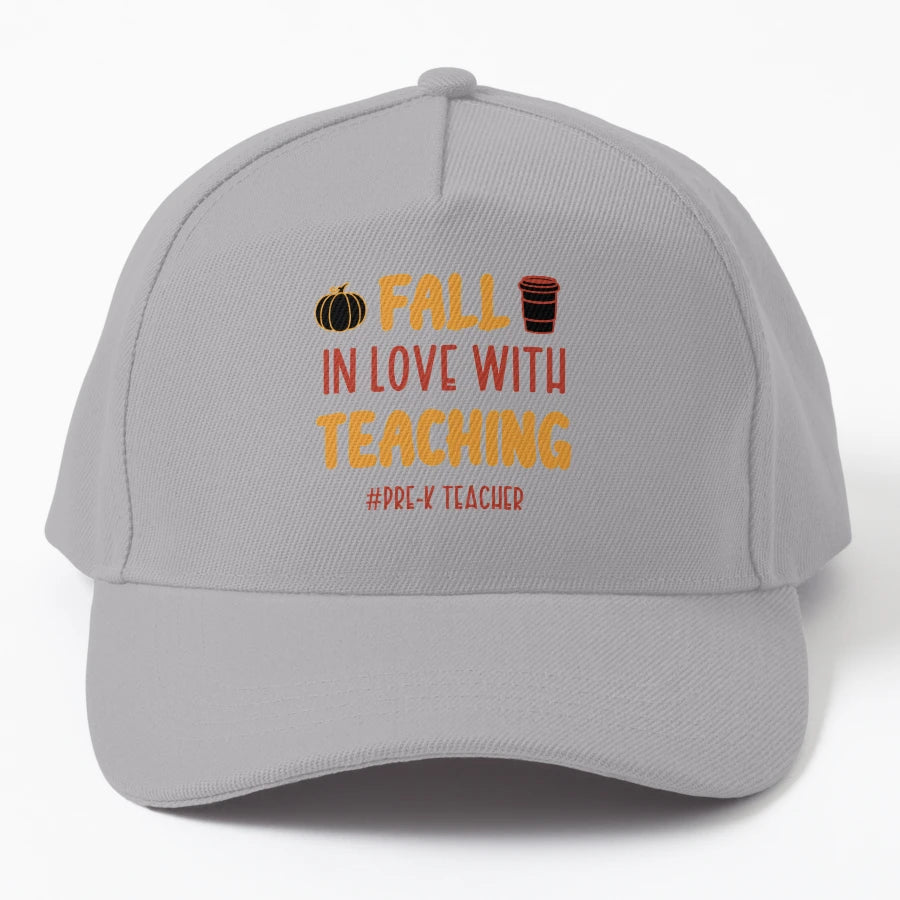 Fall Love Teaching Pre K Teacher Funny New Era Snapback - Snapback, Trucker Hat, Dad Hat, Denim Baseball Cap