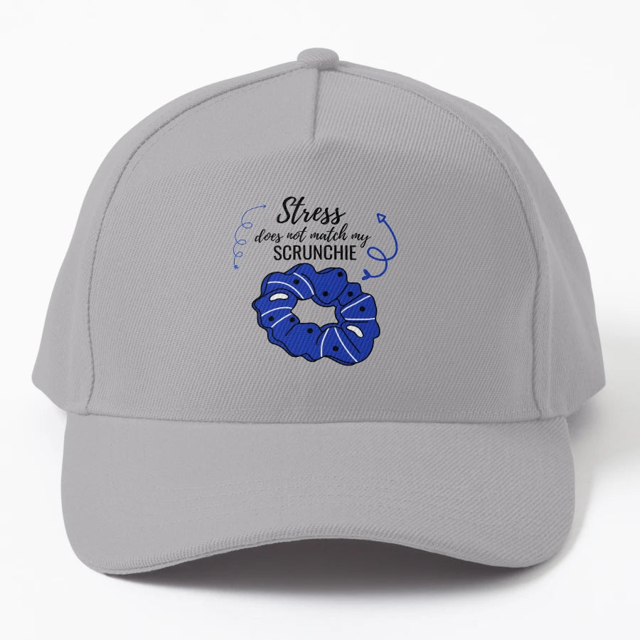 Stress Does Not Match My Scrunchie Blue Denim Baseball Cap - Snapback, Trucker Hat, Dad Hat, Denim Baseball Cap
