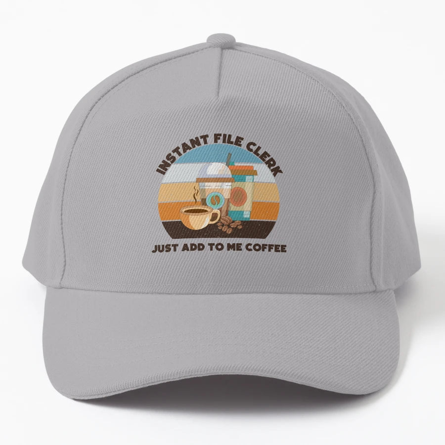 Instant File Clerk Just Add To Me Coffee Dark Trucker Hat - Snapback, Trucker Hat, Dad Hat, Denim Baseball Cap