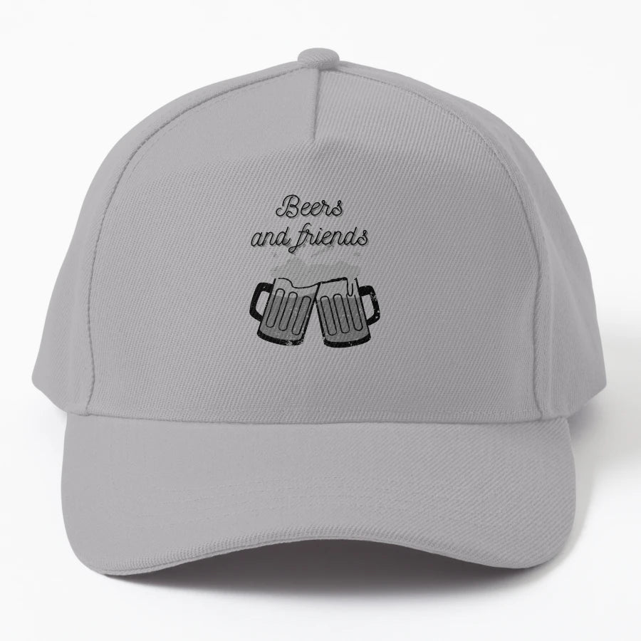 Beers And Friends Denim Baseball Cap - Everyday Essential - Snapback, Trucker Hat, Dad Hat, Denim Baseball Cap