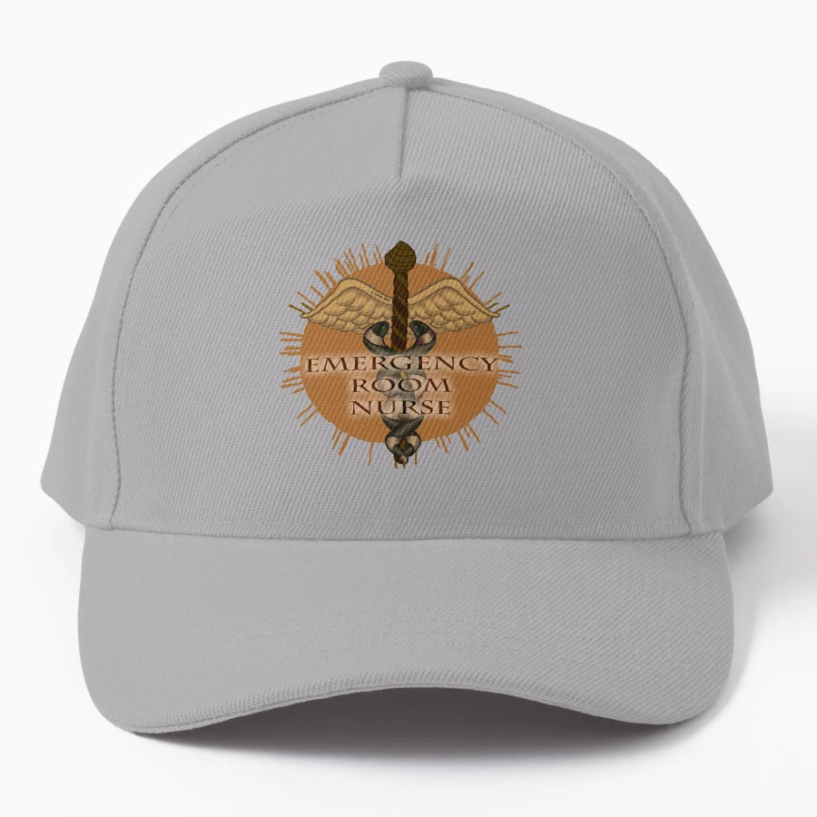 Emergency Room Nurse Caduceus Denim Baseball Cap - High-Qual - Snapback, Trucker Hat, Dad Hat, Denim Baseball Cap