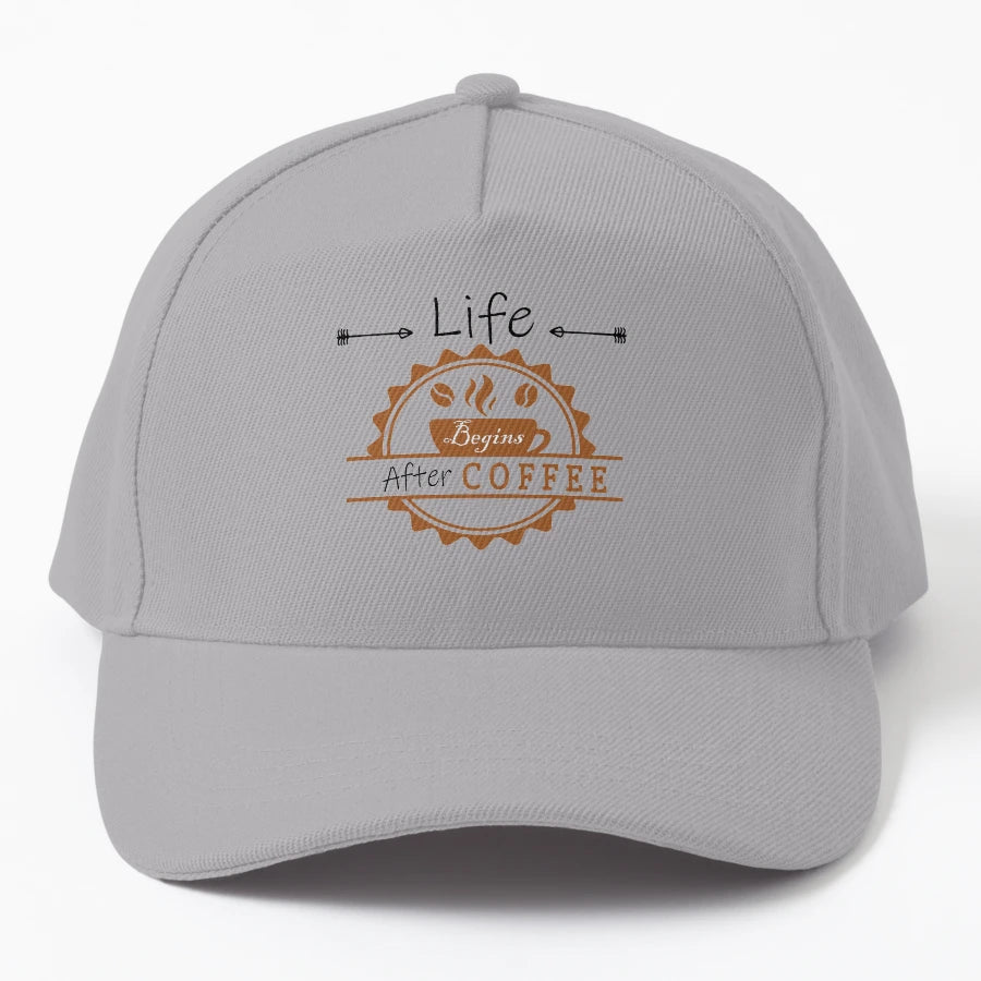 Life Begins After Coffee Cute Coffee Denim Baseball Cap - Snapback, Trucker Hat, Dad Hat, Denim Baseball Cap