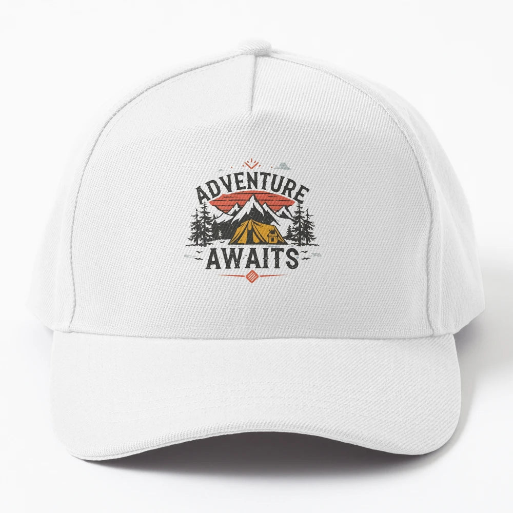 Embark Unforgettable Journeys Camping Denim Baseball Cap - Snapback, Trucker Hat, Dad Hat, Denim Baseball Cap