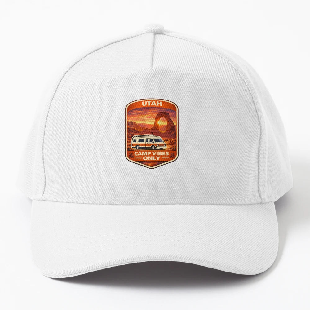 Utah Camp Vibes Only Arches Desert Road Trip Trucker Hat - Snapback, Trucker Hat, Dad Hat, Denim Baseball Cap