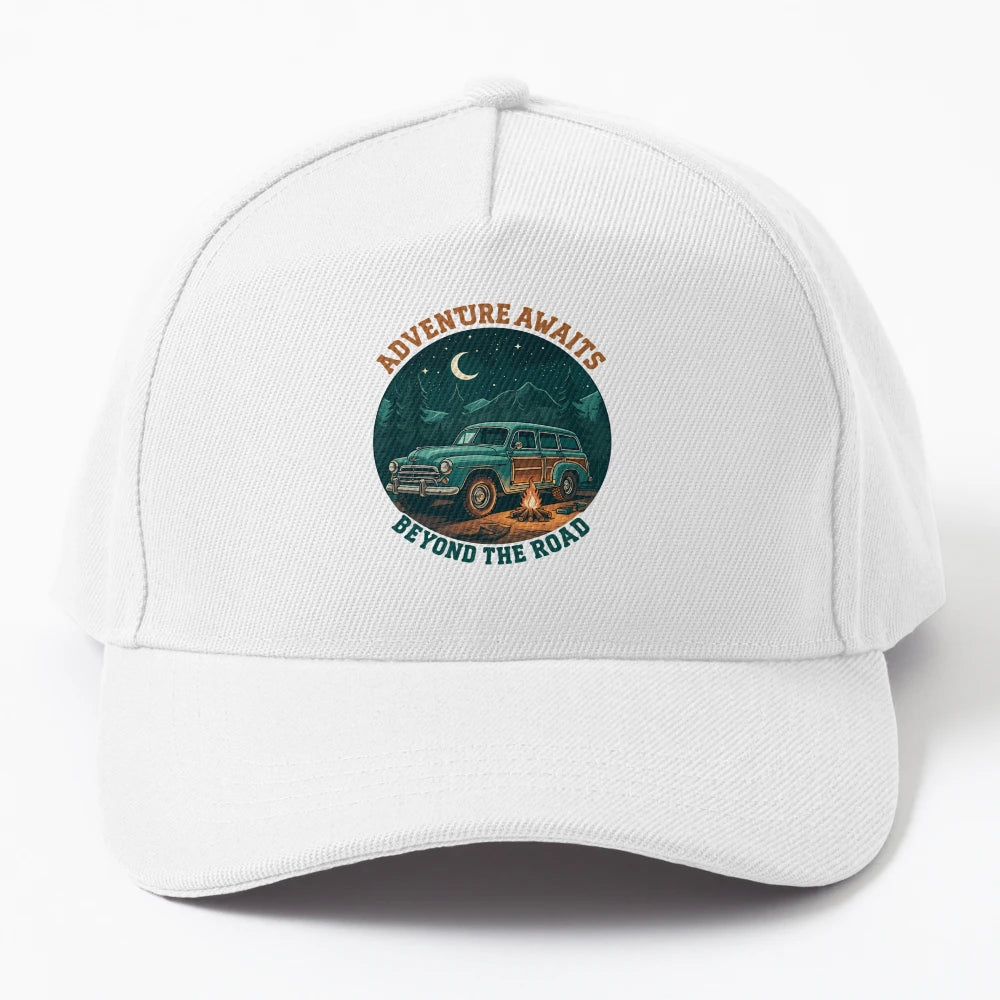 Adventure Awaits Nocturnal Forest Camp New Era Snapback - Snapback, Trucker Hat, Dad Hat, Denim Baseball Cap