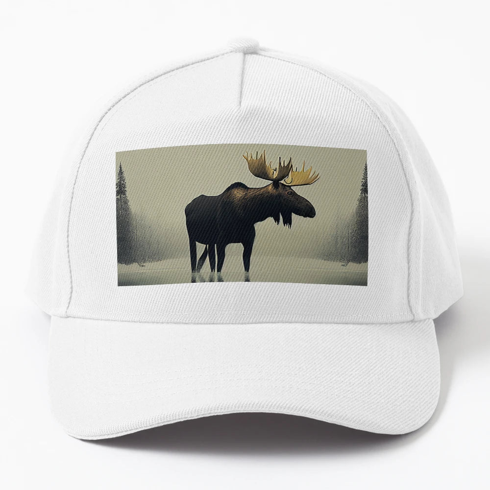 Swedish Minimalism Winter Moose Reflection Art Trucker Hat - Snapback, Trucker Hat, Dad Hat, Denim Baseball Cap