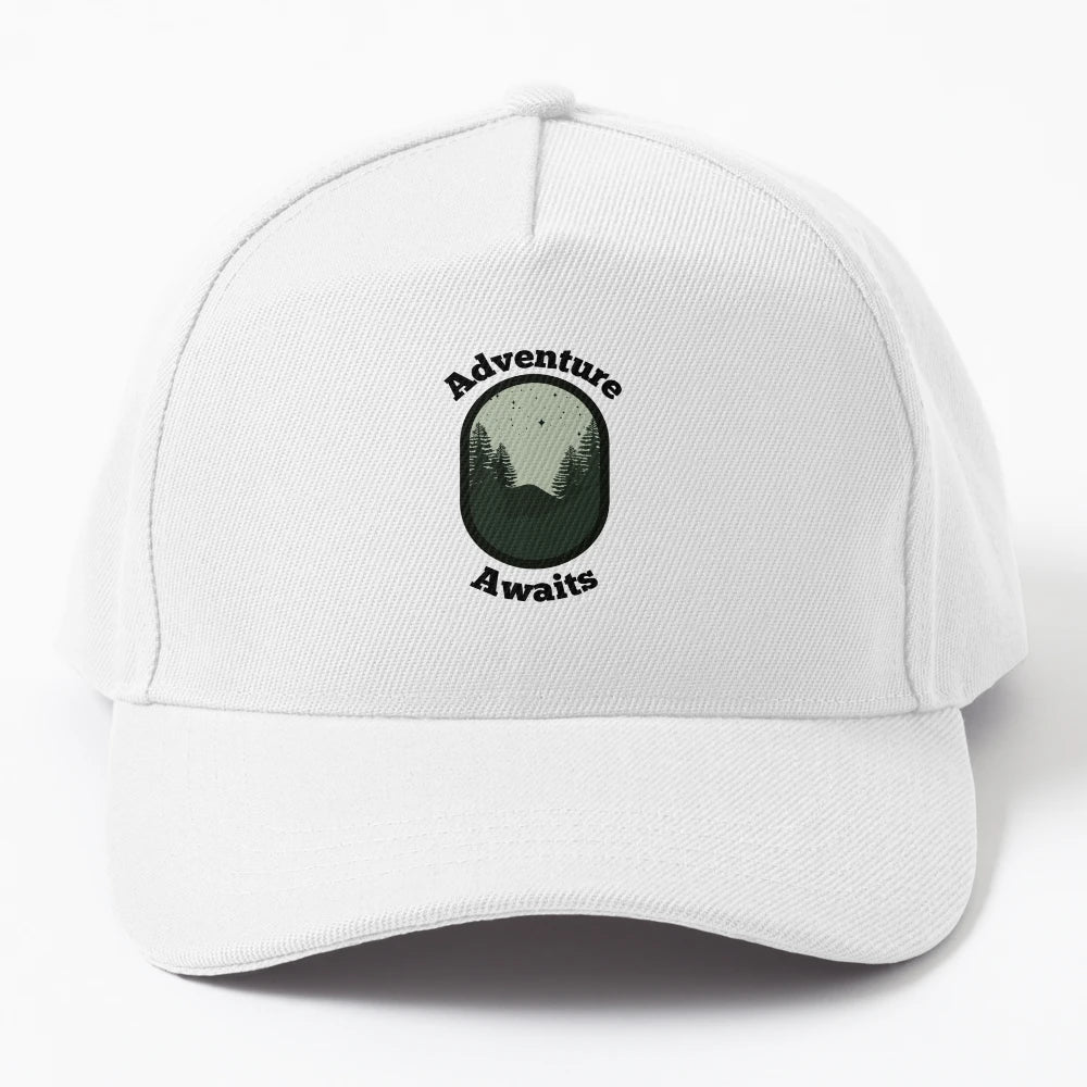 Adventure Awaits Denim Baseball Cap - Outdoor Style - Snapback, Trucker Hat, Dad Hat, Denim Baseball Cap