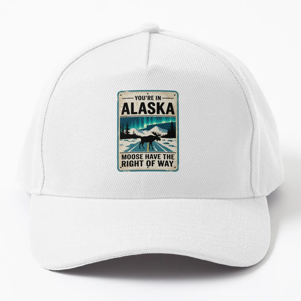 Youre Alaska Moose Have Right Way Sign Trucker Hat - Everyda - Snapback, Trucker Hat, Dad Hat, Denim Baseball Cap