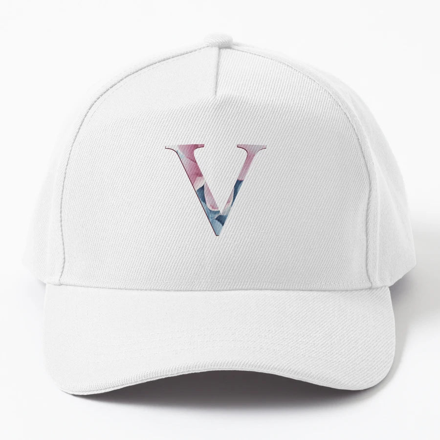 V Monogram Flower Print Trucker Hat - Classic Cap - Snapback, Trucker Hat, Dad Hat, Denim Baseball Cap