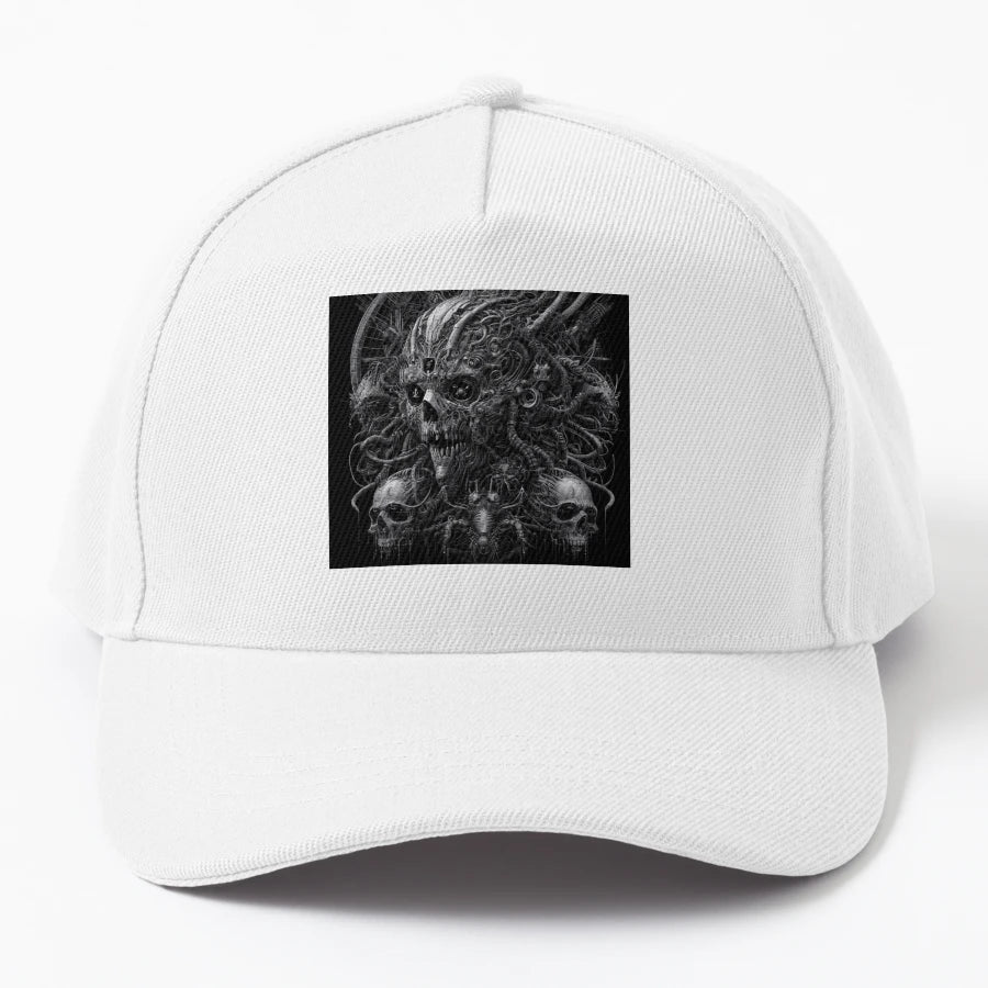 Interconnected Skull Denim Baseball Cap - Exclusive Custom - Snapback, Trucker Hat, Dad Hat, Denim Baseball Cap