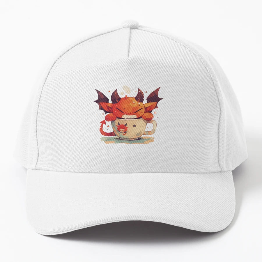 Worshipping Coffee Demon Denim Baseball Cap - Breathable - Snapback, Trucker Hat, Dad Hat, Denim Baseball Cap