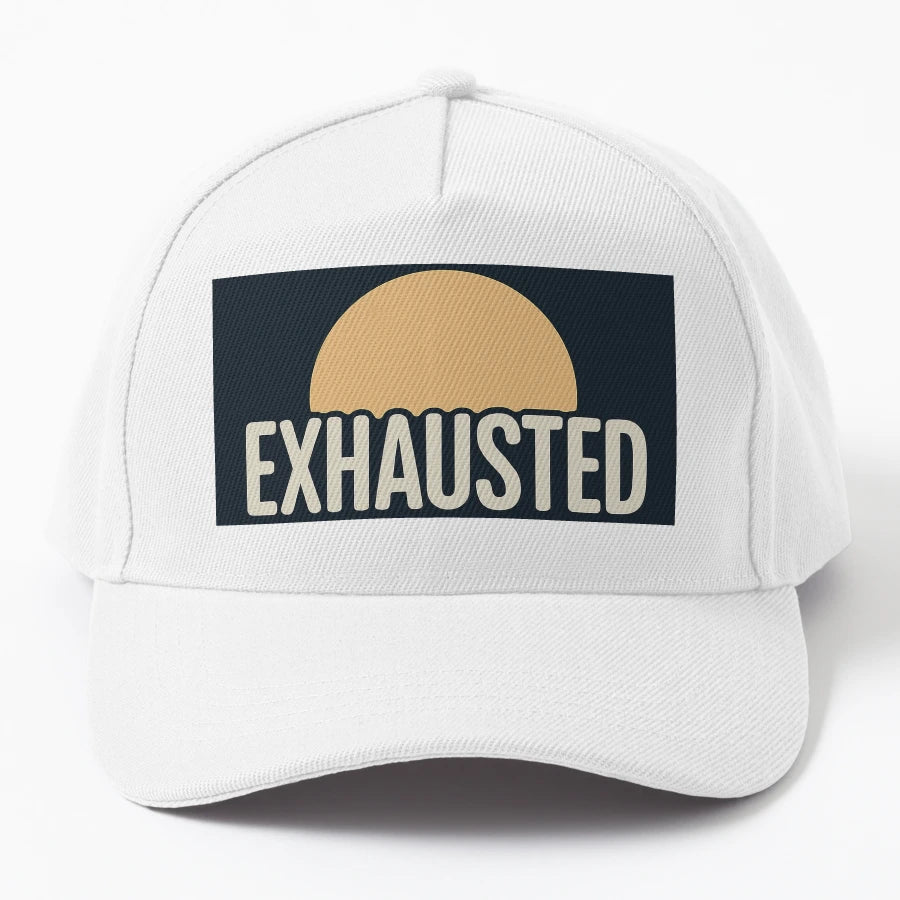 Exhausted Late Night Aesthetic Minimal New Era Snapback - Snapback, Trucker Hat, Dad Hat, Denim Baseball Cap