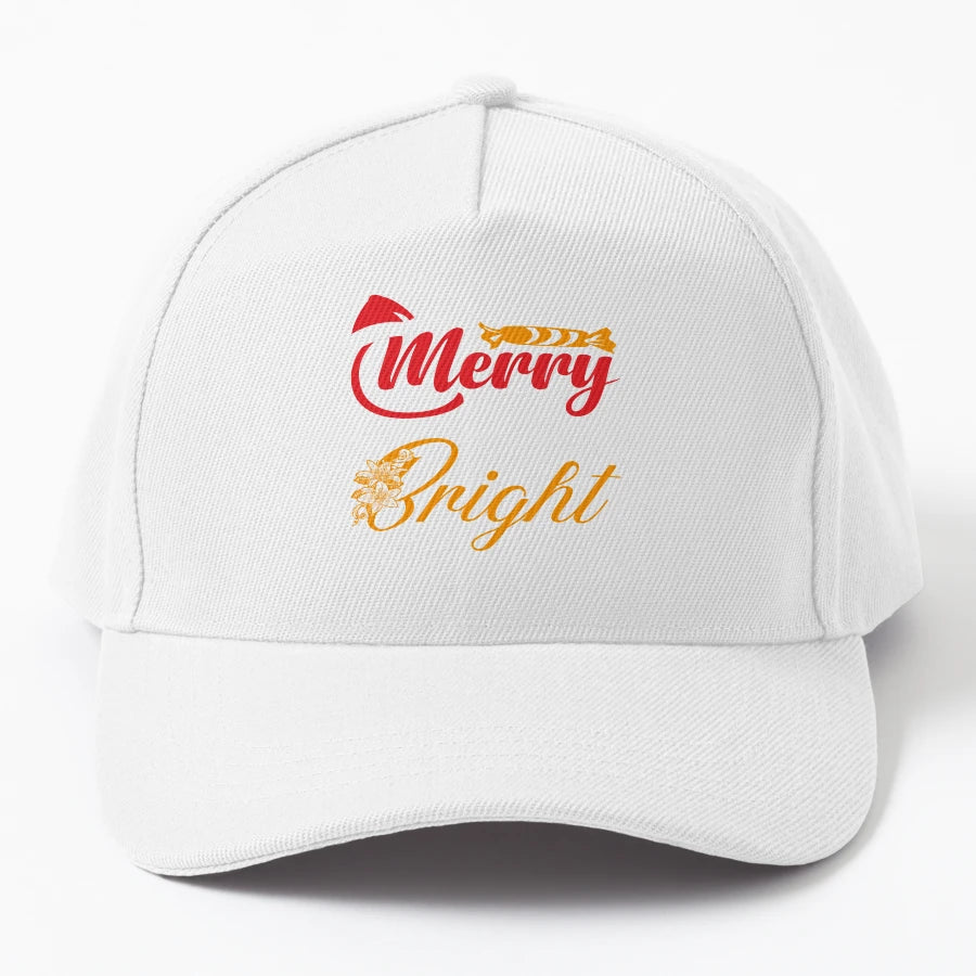 Merry And Bright Colorful Typography T New Era Snapback - Snapback, Trucker Hat, Dad Hat, Denim Baseball Cap