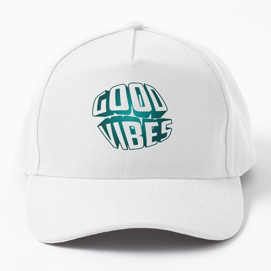 Good Vibes Denim Baseball Cap - Adjustable Fit - Snapback, Trucker Hat, Dad Hat, Denim Baseball Cap
