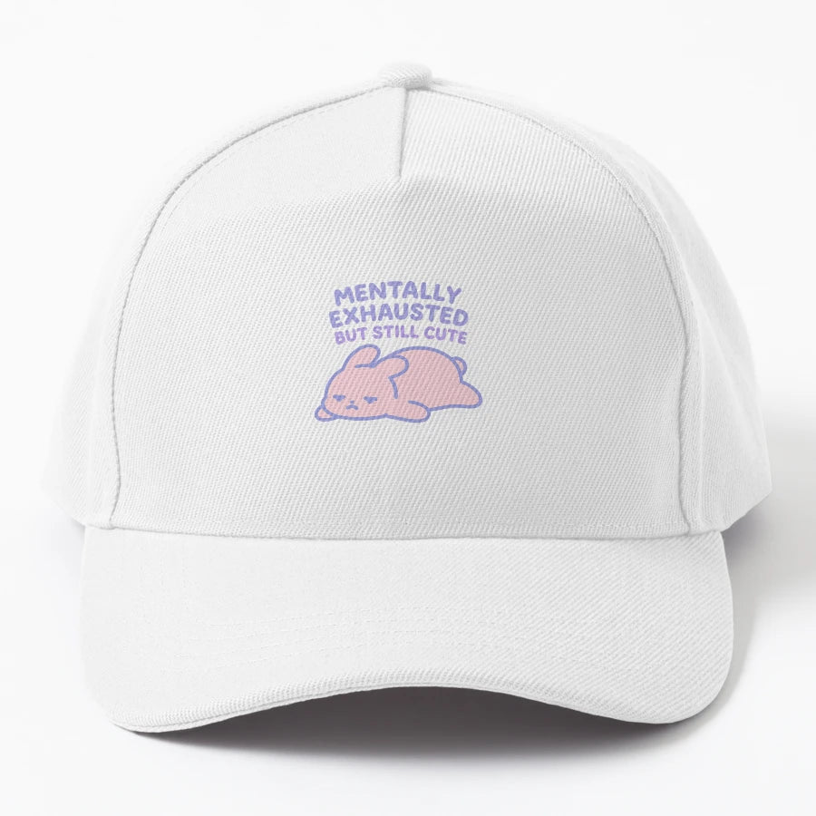 Exhausted Cutie Blue OTTO Dad Hat - Embroidered Design - Snapback, Trucker Hat, Dad Hat, Denim Baseball Cap