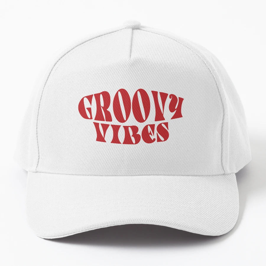 Groovy Vibes Stay Groovy Stay Positive Trucker Hat - Adjusta - Snapback, Trucker Hat, Dad Hat, Denim Baseball Cap