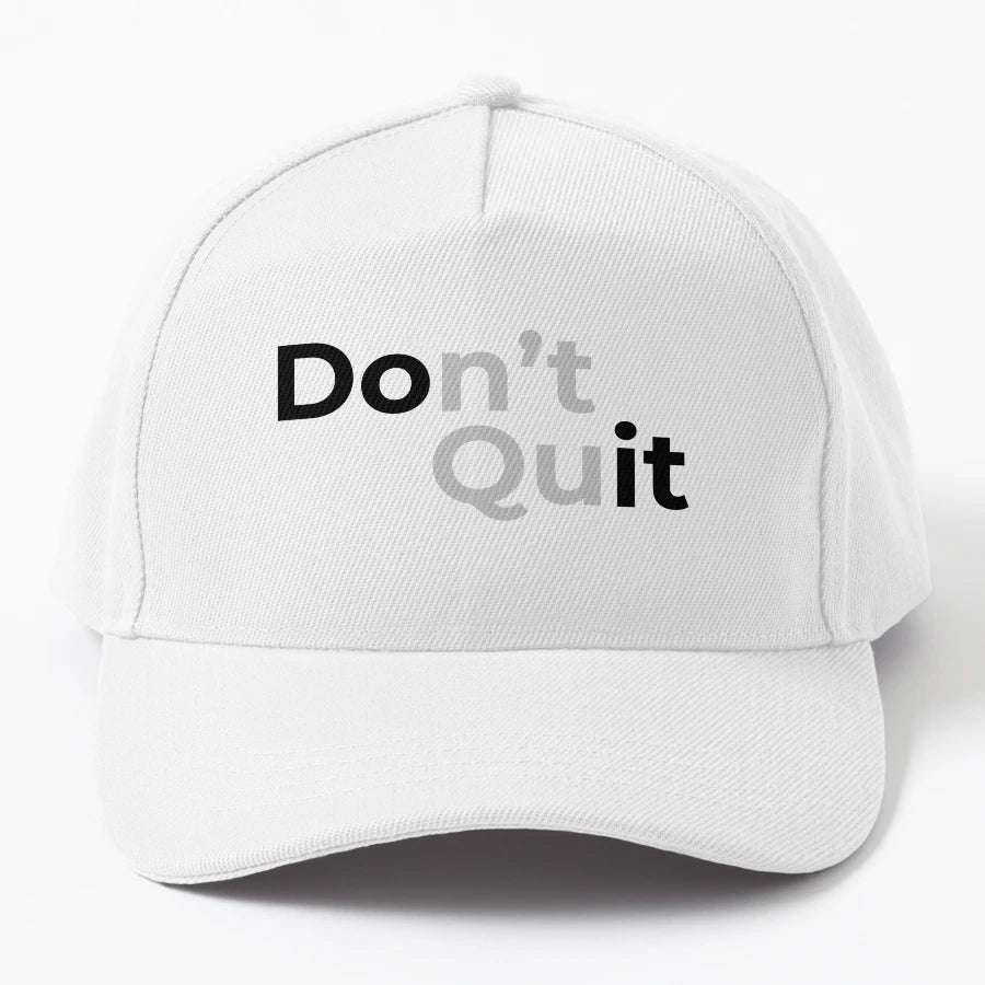 Dont Quit Minimal Motivational Typography Denim Baseball Cap - Snapback, Trucker Hat, Dad Hat, Denim Baseball Cap