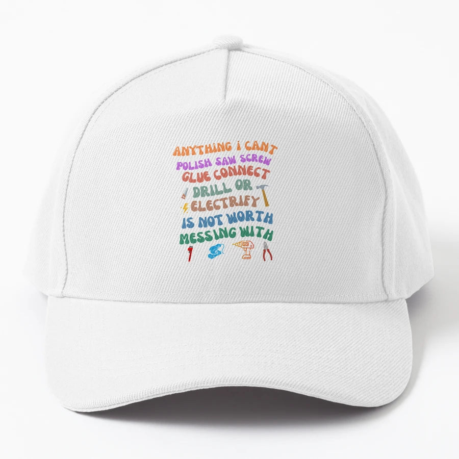 Handyman Funny Design Glue Drill Screw Denim Baseball Cap - Snapback, Trucker Hat, Dad Hat, Denim Baseball Cap