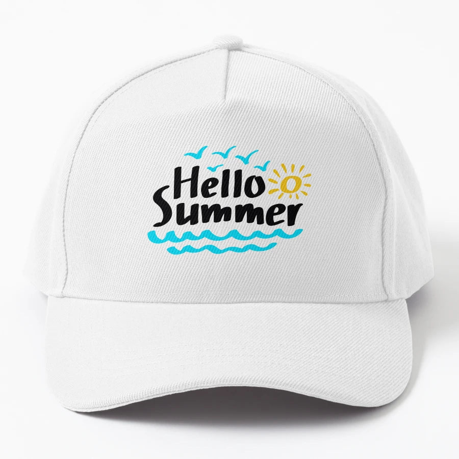 Cool Summer Sea Hello Summer Trucker Hat - Distressed - Snapback, Trucker Hat, Dad Hat, Denim Baseball Cap