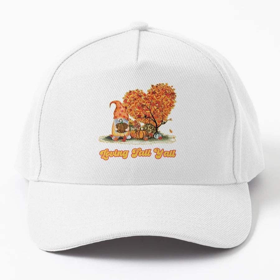 Loving Fall Yall Gnome Leopard Print Pumpkin OTTO Dad Hat - Snapback, Trucker Hat, Dad Hat, Denim Baseball Cap