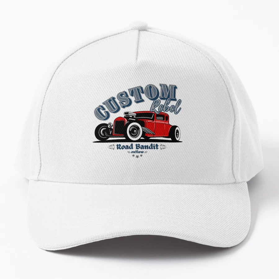 Custom Rebel Hot Rod Denim Baseball Cap - Exclusive - Snapback, Trucker Hat, Dad Hat, Denim Baseball Cap