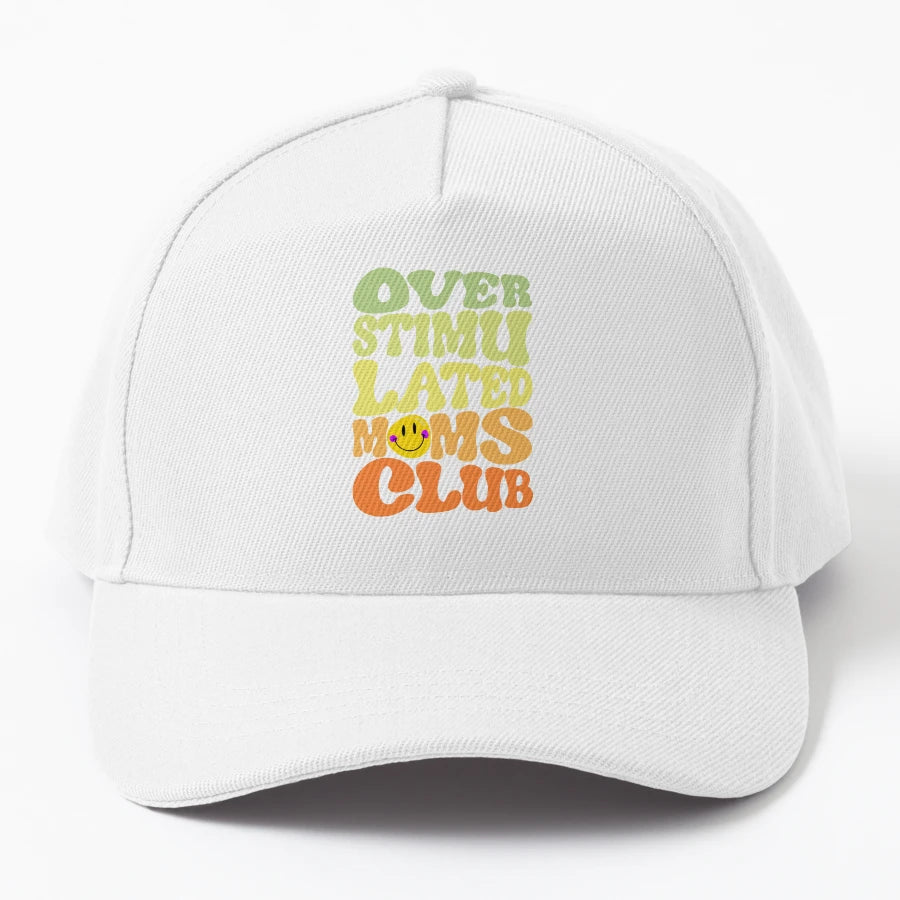 Overstimulated Moms Club Denim Baseball Cap - Outdoor Style - Snapback, Trucker Hat, Dad Hat, Denim Baseball Cap