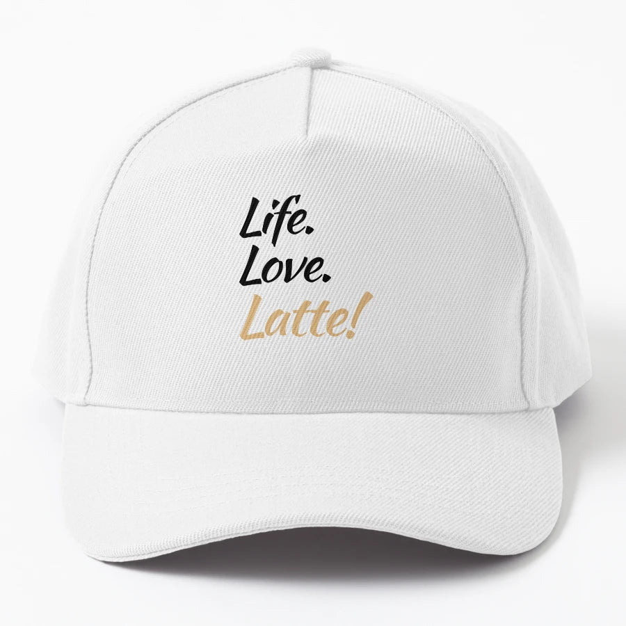 Life Love Latte Denim Baseball Cap - Classic Cap - Snapback, Trucker Hat, Dad Hat, Denim Baseball Cap
