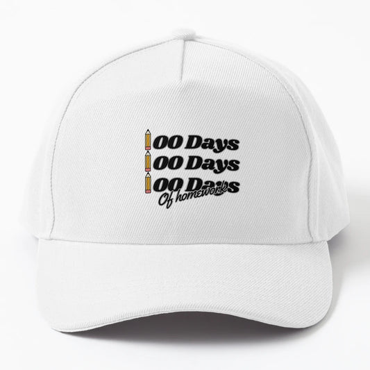100 Days School 100 Days Homework Gift Denim Baseball Cap - Snapback, Trucker Hat, Dad Hat, Denim Baseball Cap