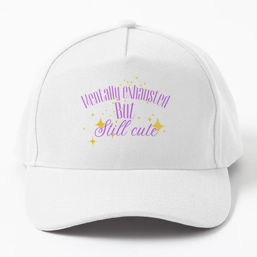 Mentally Exhausted But Still Cute Denim Baseball Cap - Snapback, Trucker Hat, Dad Hat, Denim Baseball Cap