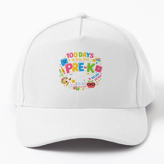 100 Days Pre K Life Colorful School Celebration Trucker Hat - Snapback, Trucker Hat, Dad Hat, Denim Baseball Cap