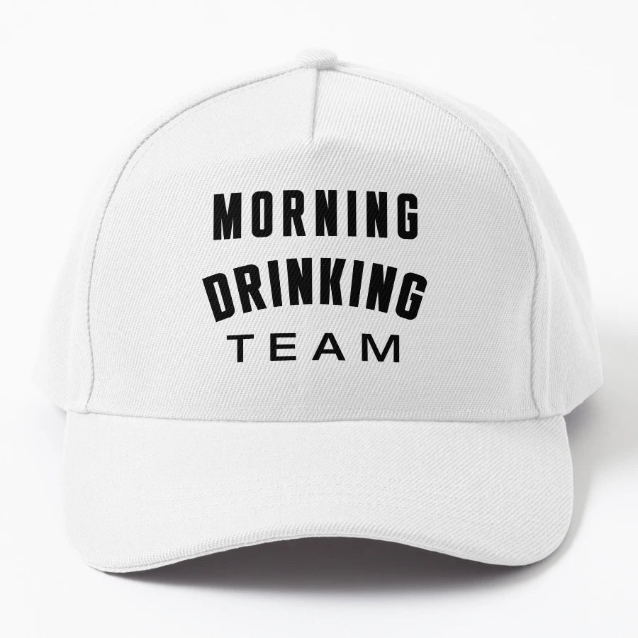 Morning Drinking Team Sarcastic Coffee Denim Baseball Cap - Snapback, Trucker Hat, Dad Hat, Denim Baseball Cap