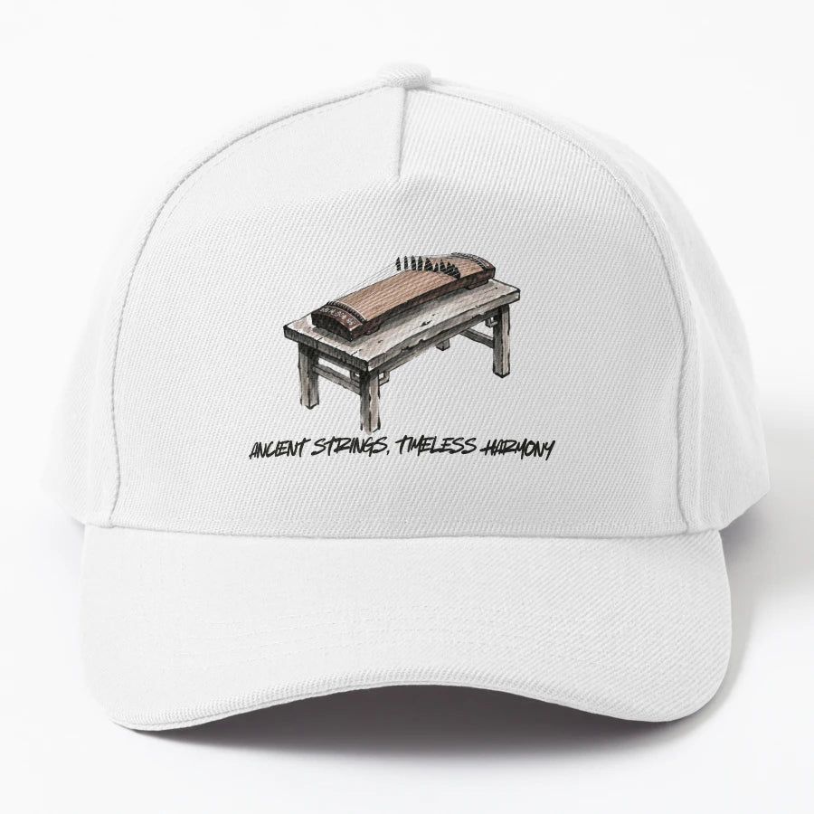 Ancient Strings Timeless Harmony Zen Guzheng Trucker Hat - Snapback, Trucker Hat, Dad Hat, Denim Baseball Cap